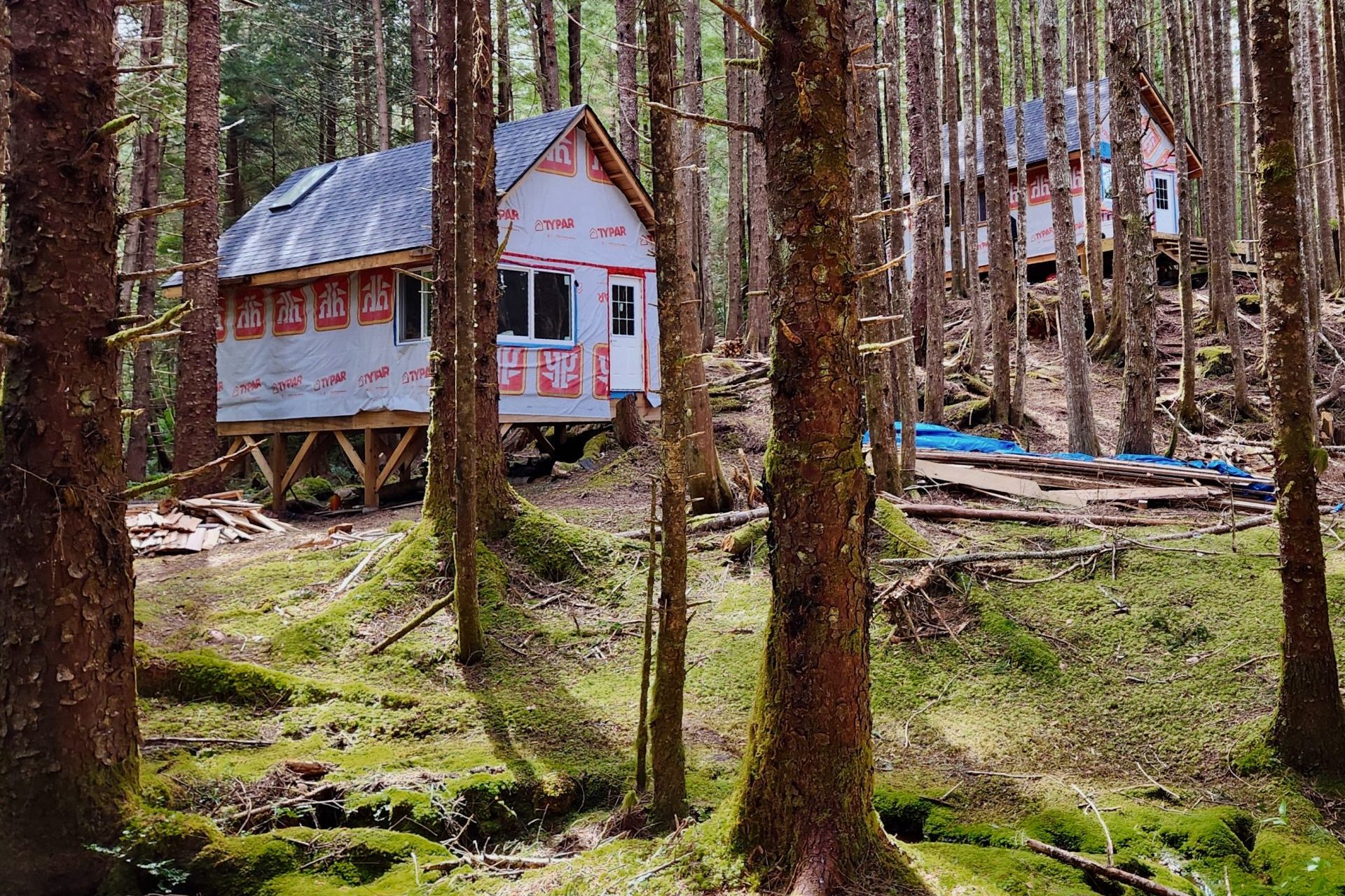 Cabins under construction